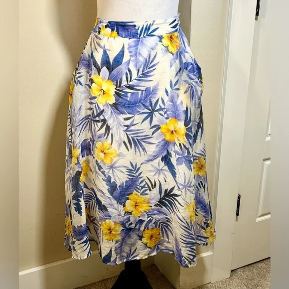 JOA Los Angeles Revolve Hawaiian A Line Skirt in Blue Iris with Pockets Sz S - Picture 2 of 13